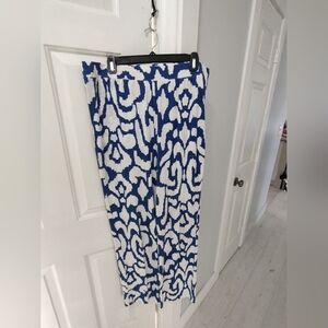 D & CO Women's Pants Blue and White (L) Like New